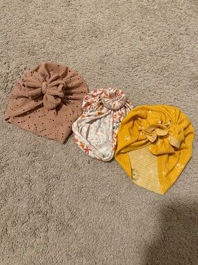 Baby Turban Hat Set — Mauve, Floral, Mustard